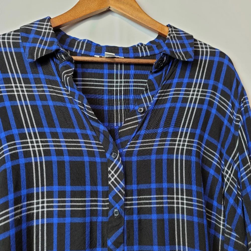 Est. 1948 plaid high- low butterfly sleeve top - Picture 4 of 5